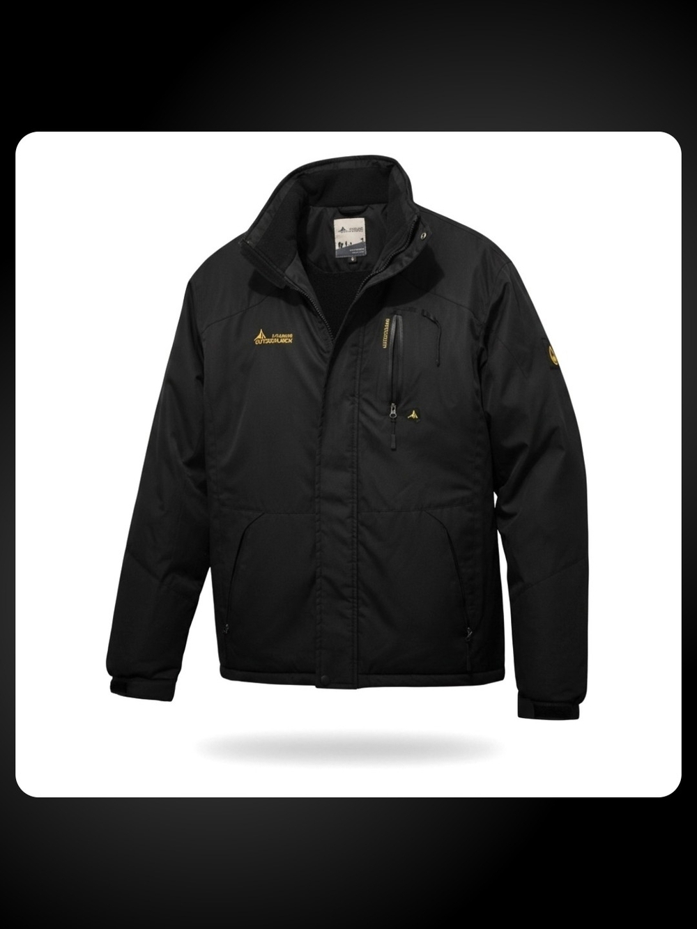 Men's Black Insulated Ski Jacket with Gold Accents